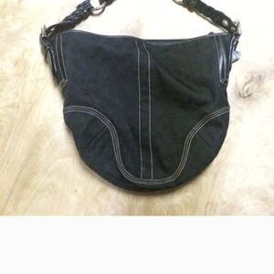 Coach Black Hobo Bag with Stitching